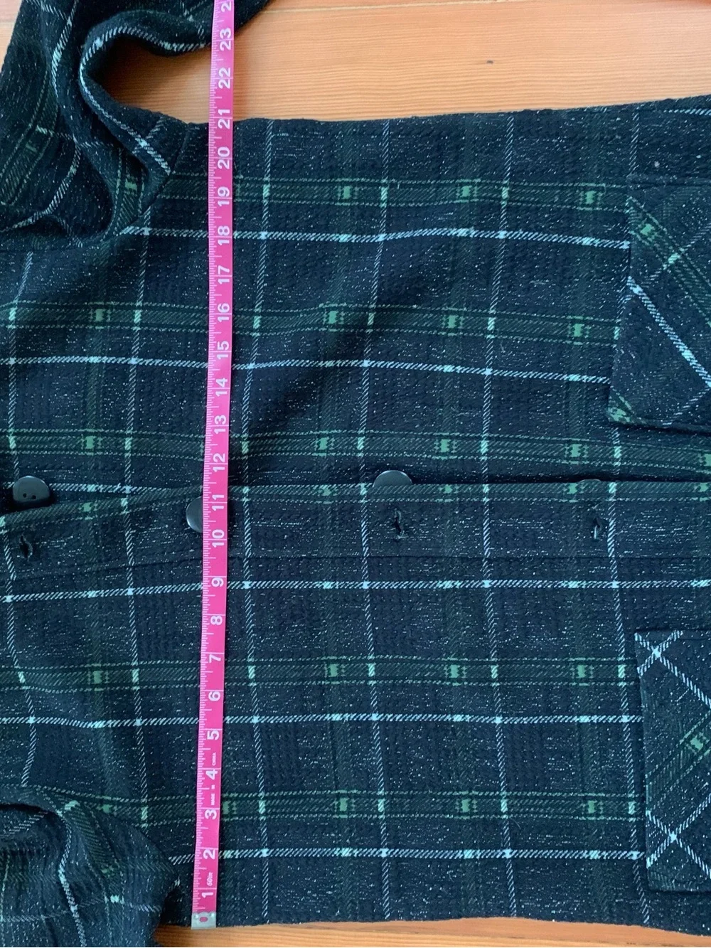 HABITAT Speckled Textured Black and Green Plaid Car Coat Jacket